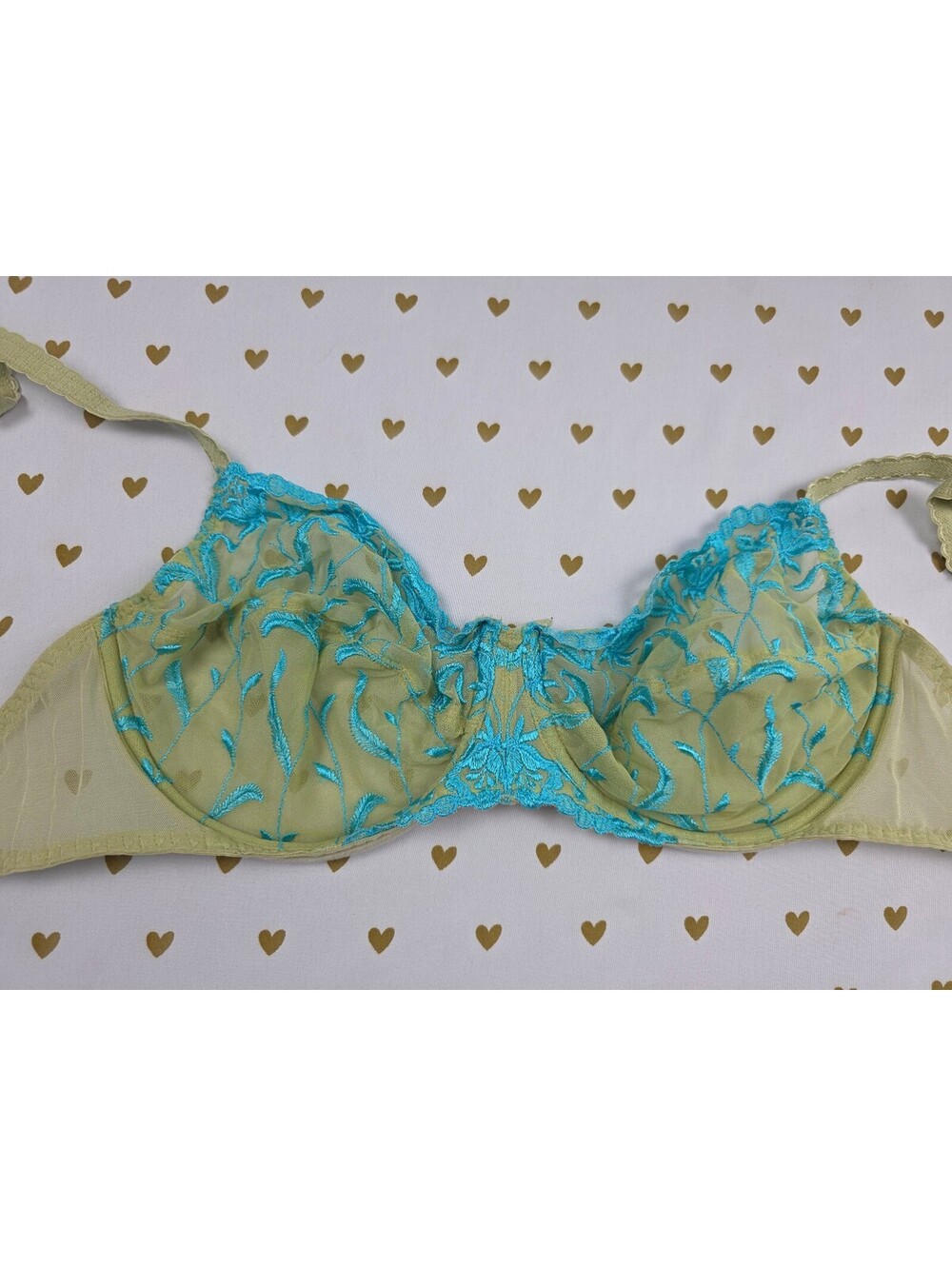 Victorias Secret Vintage sheer 38C Green Blue Bra